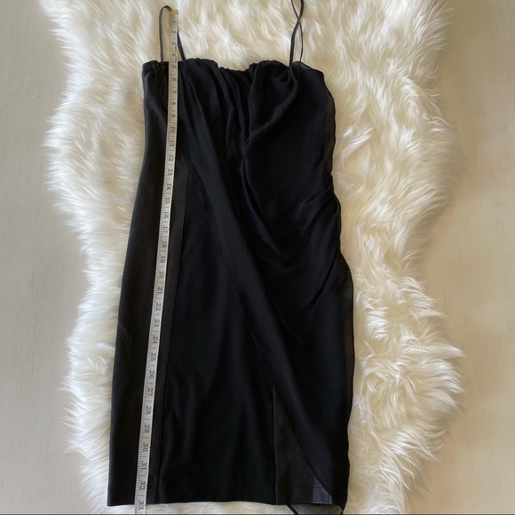 Alice & Olivia Faux Leather Evening Dress Chiffon - Picture 8 of 15